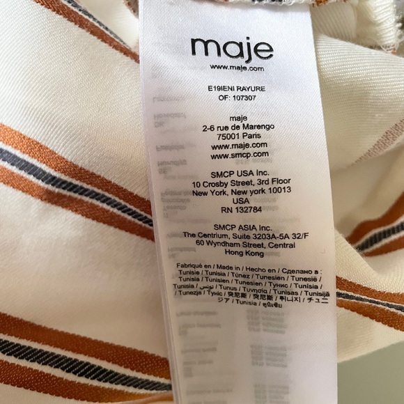 Maje Ieni Striped Peplum Romper in White - Picture 13 of 14